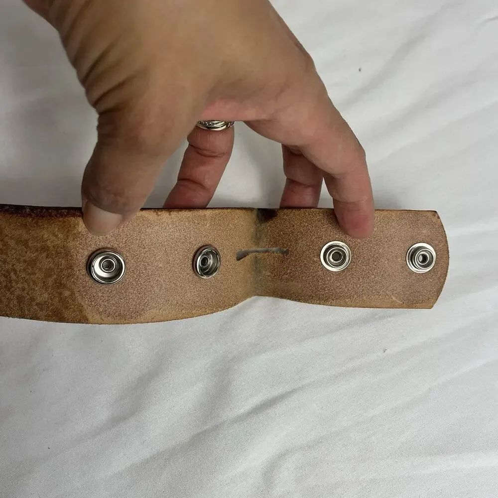 Master Mechanic Hand Tooled camel Belt Size 35 to 45, no buckle, Interchangeable